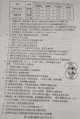 2019河北保定高三10月摸底考試生物試題及答案